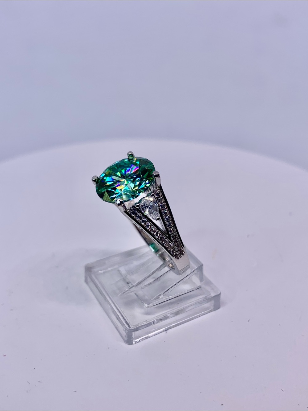 Green Blue Vintage Solitaire Moissanite Ring Women Jewelry 5 Ct 925 Silver GRA - Picture 5 of 11